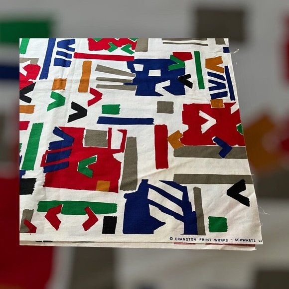 Cranston Print Works Aswartz Liebman Tex Cotton Fabric Geometric Primary Colored - Picture 5 of 15